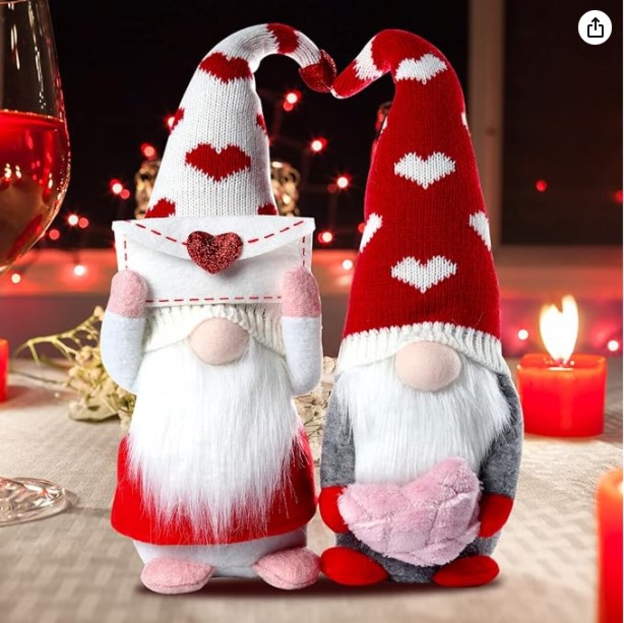 2PCS Gnome Valentine Day Plush Doll Decorations Cute Tomte Doll Home Ornaments Tabletop Collection Figurines Gift for Your Best Friend/Lovers